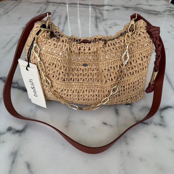 ba&sh June Raffia Clutch with Leather Detachable Strap - Picture 6 of 8